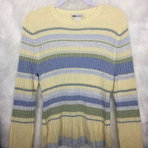 🌺 Faded Glory Yellow Striped Sweater Large